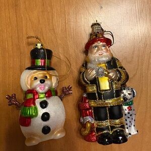 Festive Holiday Ornament Set - Snowman and Santa